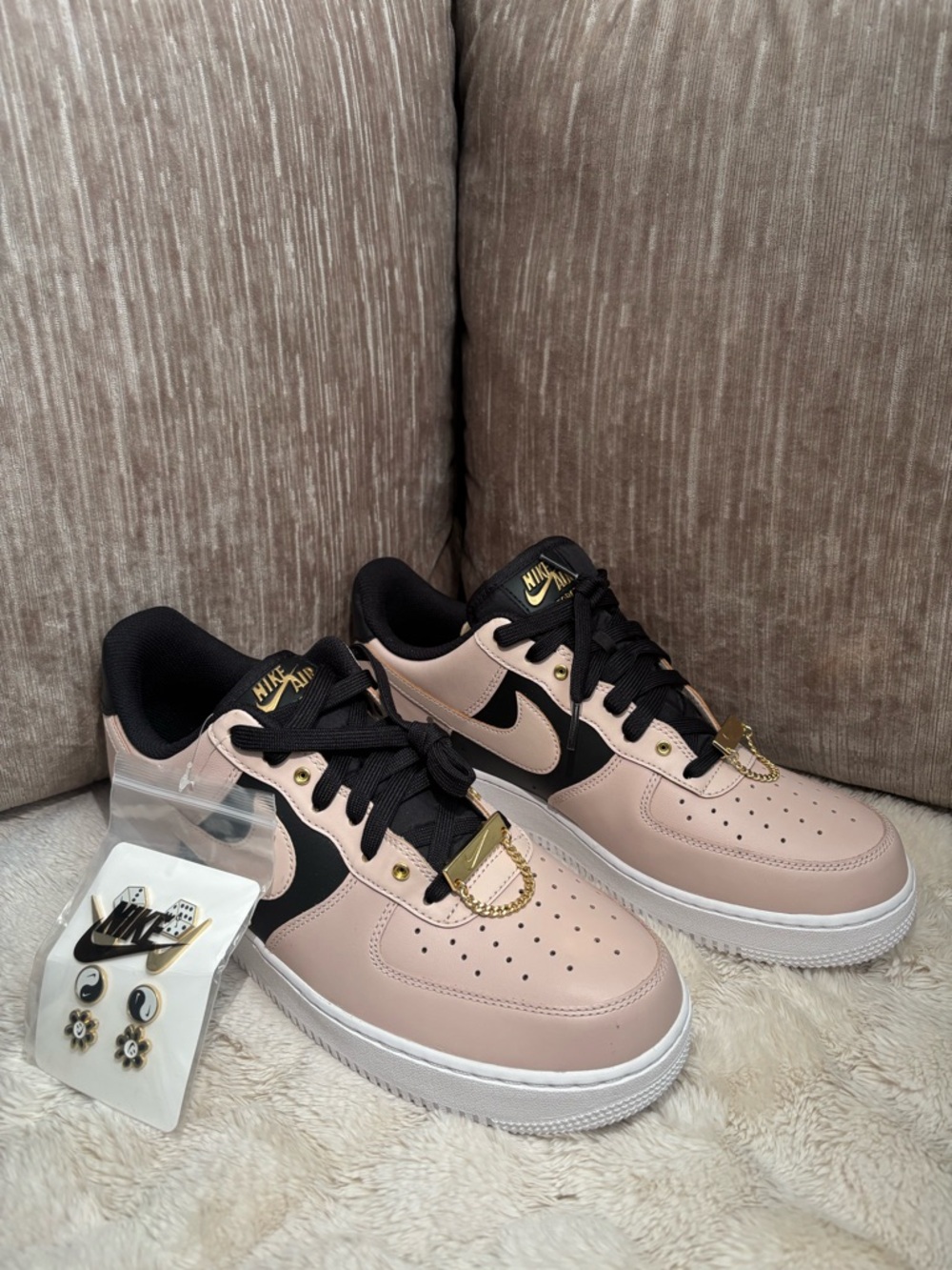 Nike Air Force with Black, Pink & Gold Accents